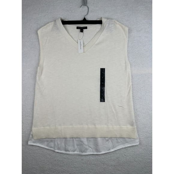 New! Banana Republic Sweater Vest Ivory‎ Layered Chiffon Women Size M - Picture 1 of 11